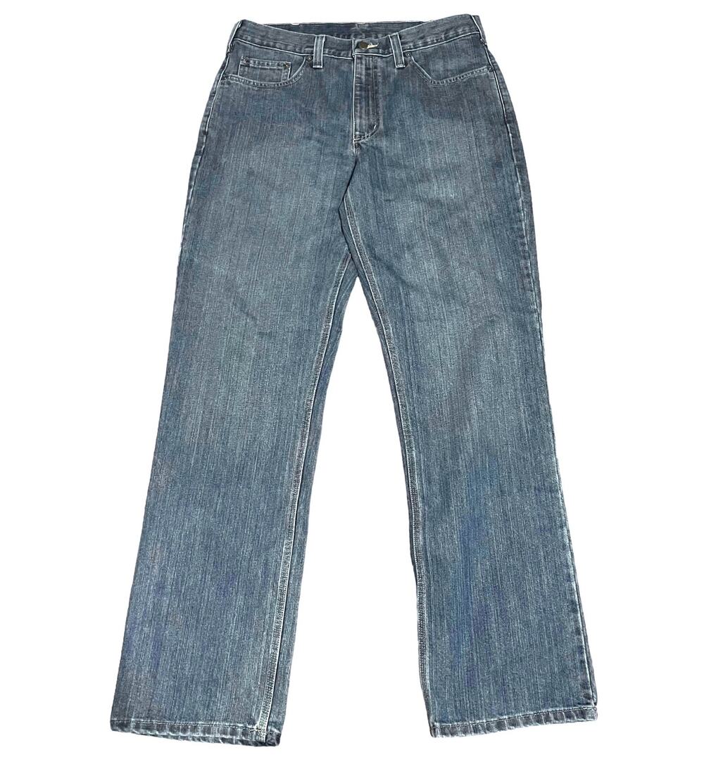 Carhartt Men’s 34X34 Blue Denim Jeans Medium Wash Straight Relaxed Fit Workwear